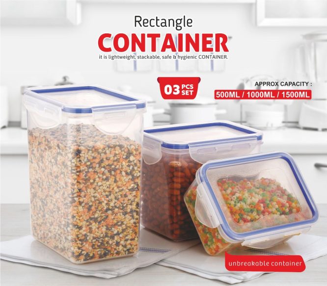 Container Rectangle 500/1000/1500 (3-pcs Set)-(Hetal)