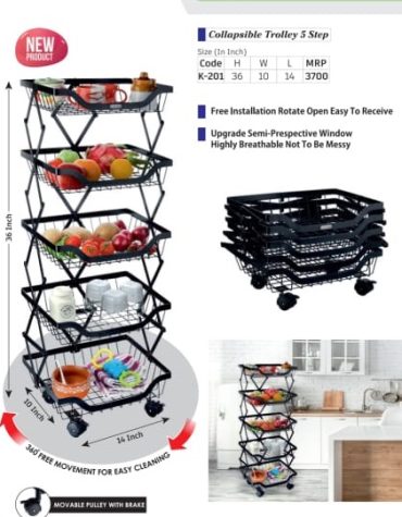 Basket collapsible 5 layer folding