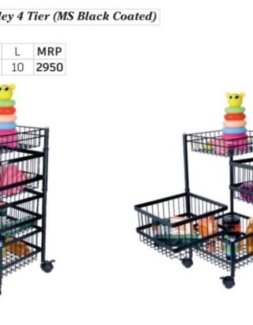 Basket Rotating trolly 4 tier (ms black coated) (K-188)