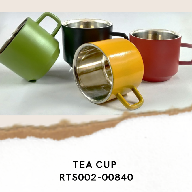 MUG TEA CUP DOUBLE WALL COLOR FINISH