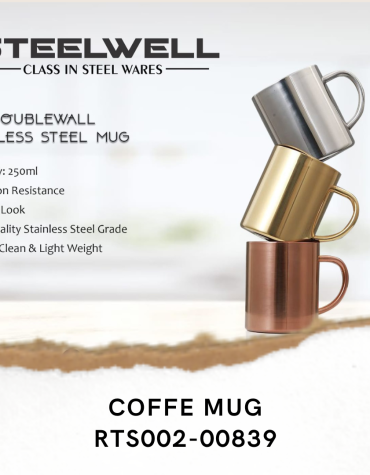 MUG COFFE DOUBLE WALL COLOR FINISH