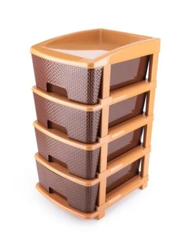 MODULAR DRAWER STORAGE 4 SECTION BROWN