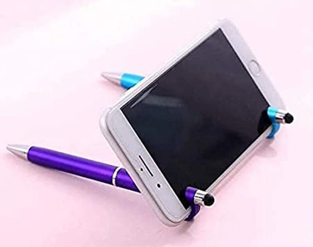 3 in 1 Stylus Pen with Mobile Stand Holder for Mobile (Random Colors) | Pack of 1