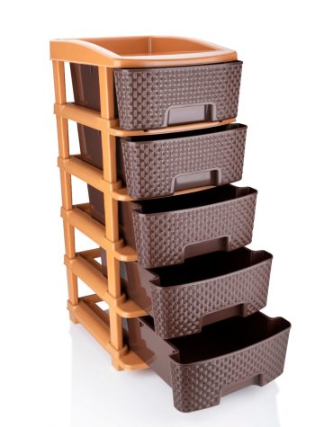 MODULAR DRAWER STORAGE 5 SECTION BROWN