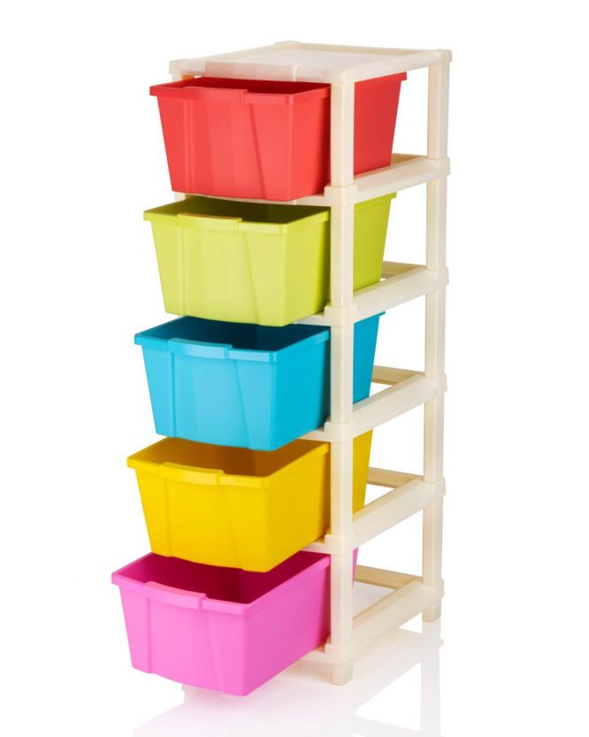 MODULAR DRAWER STORAGE 5 SECTION COLOR