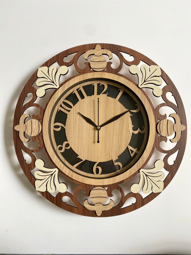 Wall Clock Wooden With Glass MTW 113 (SIZE 15.5*15.5)