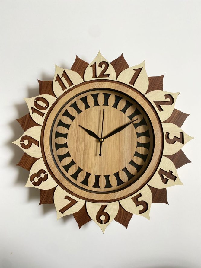 Wall Clock Wooden With Glass MTW 114 (SIZE 15.5*15.5)