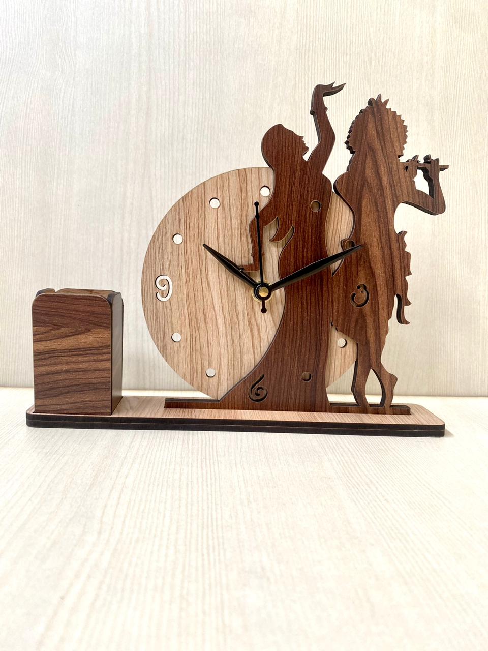 Wooden Table Clock & Holder Tp01