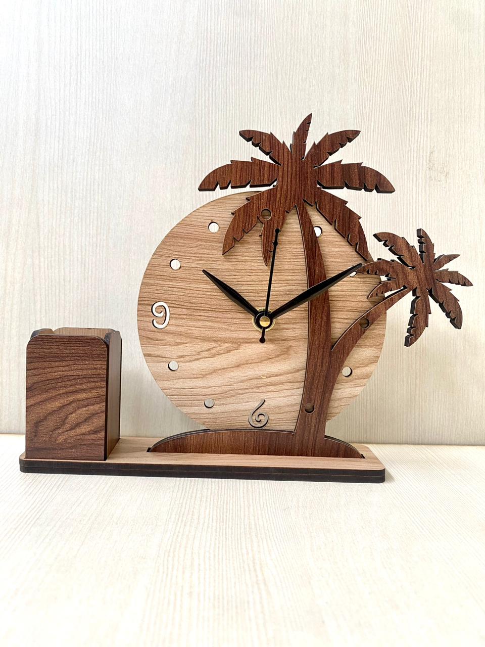 Wooden Table Clock & Holder Tp04