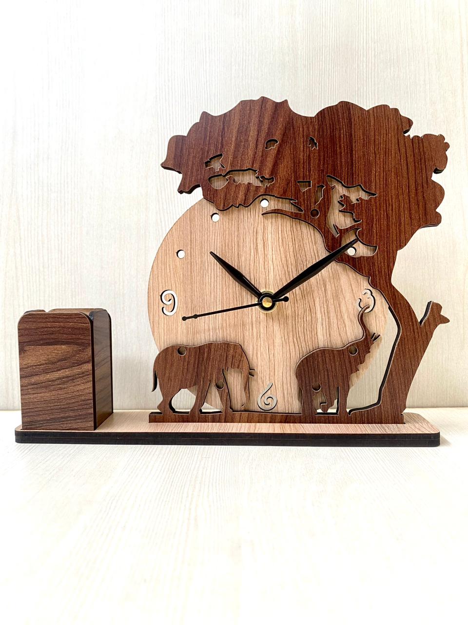 Wooden Table Clock & Holder Tp05