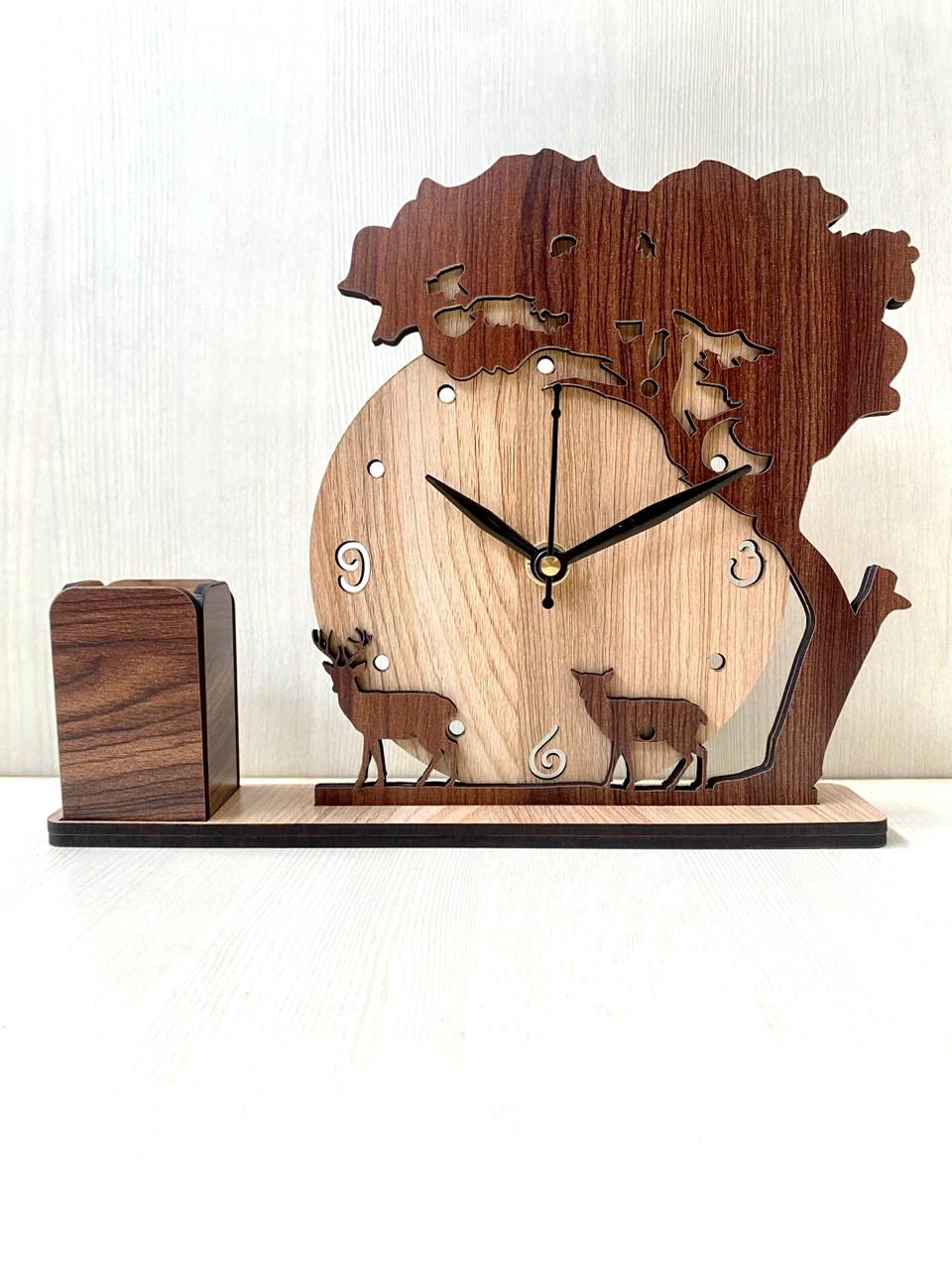 Wooden Table Clock & Holder Tp06