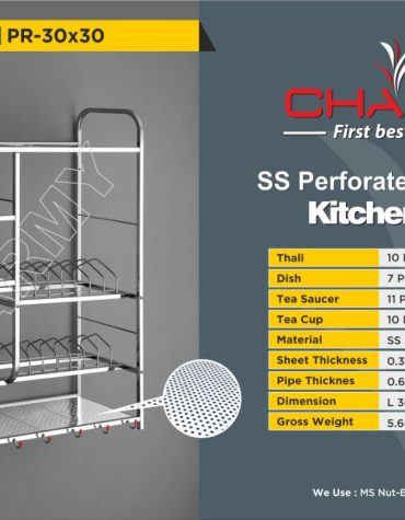 SS PERFORATED SHEET PIPE KITCHEN RACK 30X30