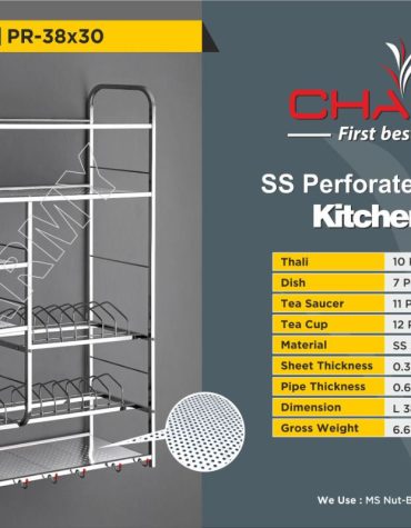 SS PERFORATED SHEET PIPE KITCHEN RACK 38X30