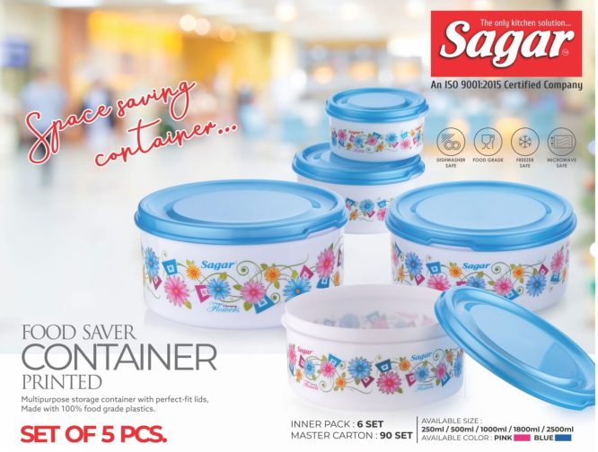 CONTAINER FOOD SAVER PRINTED [5pcs Set]