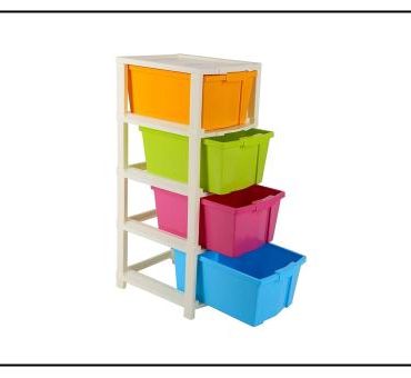 MODULAR DRAWER STORAGE 4 SECTION COLOR