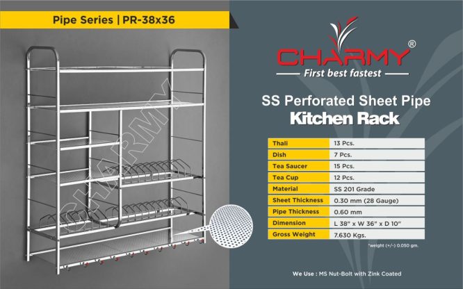 S.S. Kitchen Rack Perforated Sheet Pipe[38*36-7.630kg]