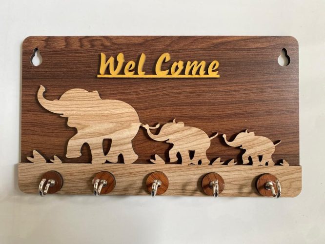 Key Stand Elephant Design Wooden [KS-01]