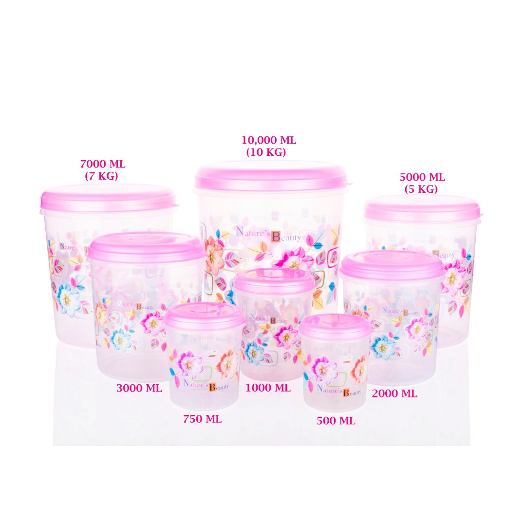 Container Set 8pcs Set Printed (1,2,3,5,7,10,500,750ml)