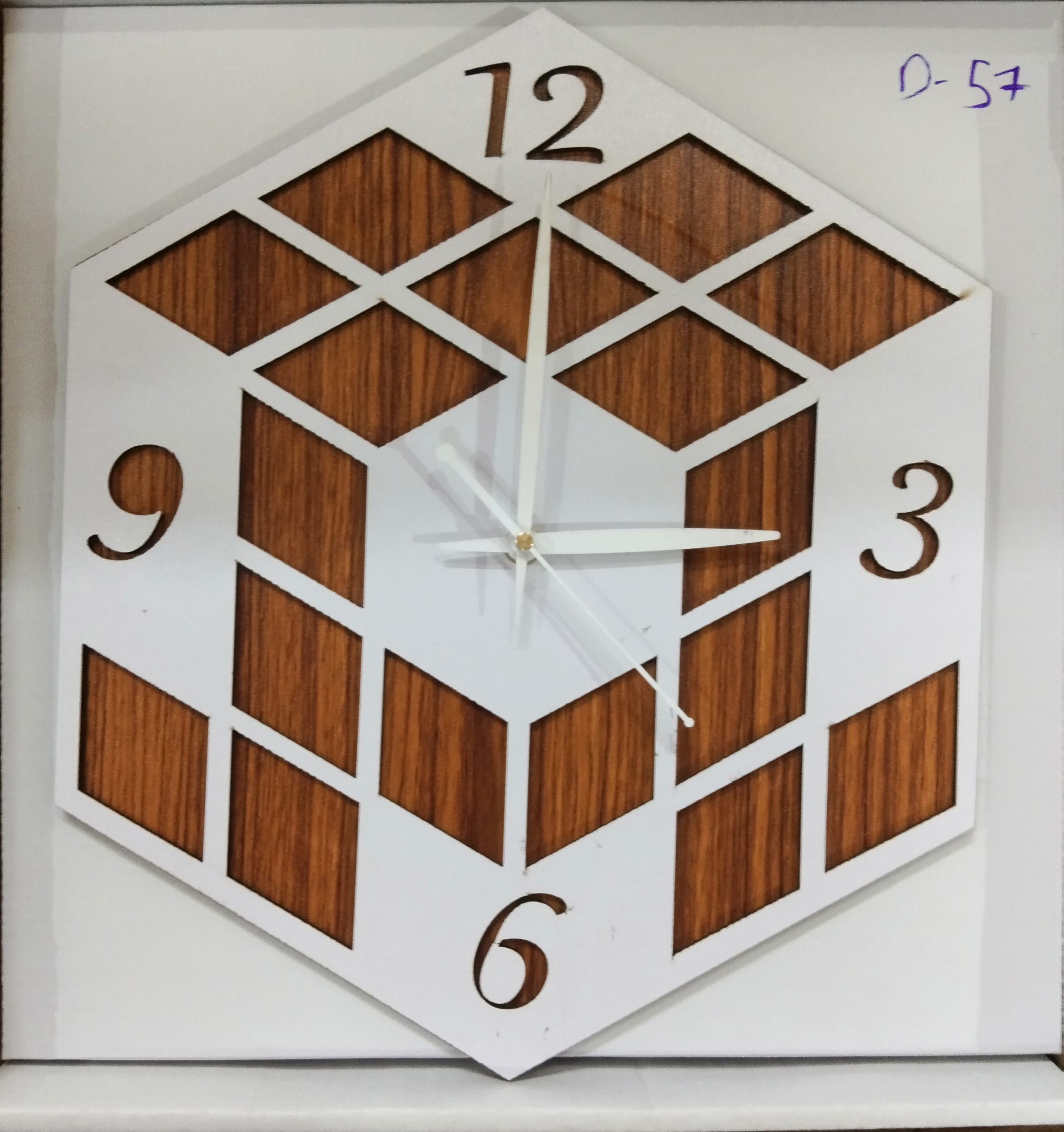 Wall Clock Wooden D58 (SIZE 12*12)