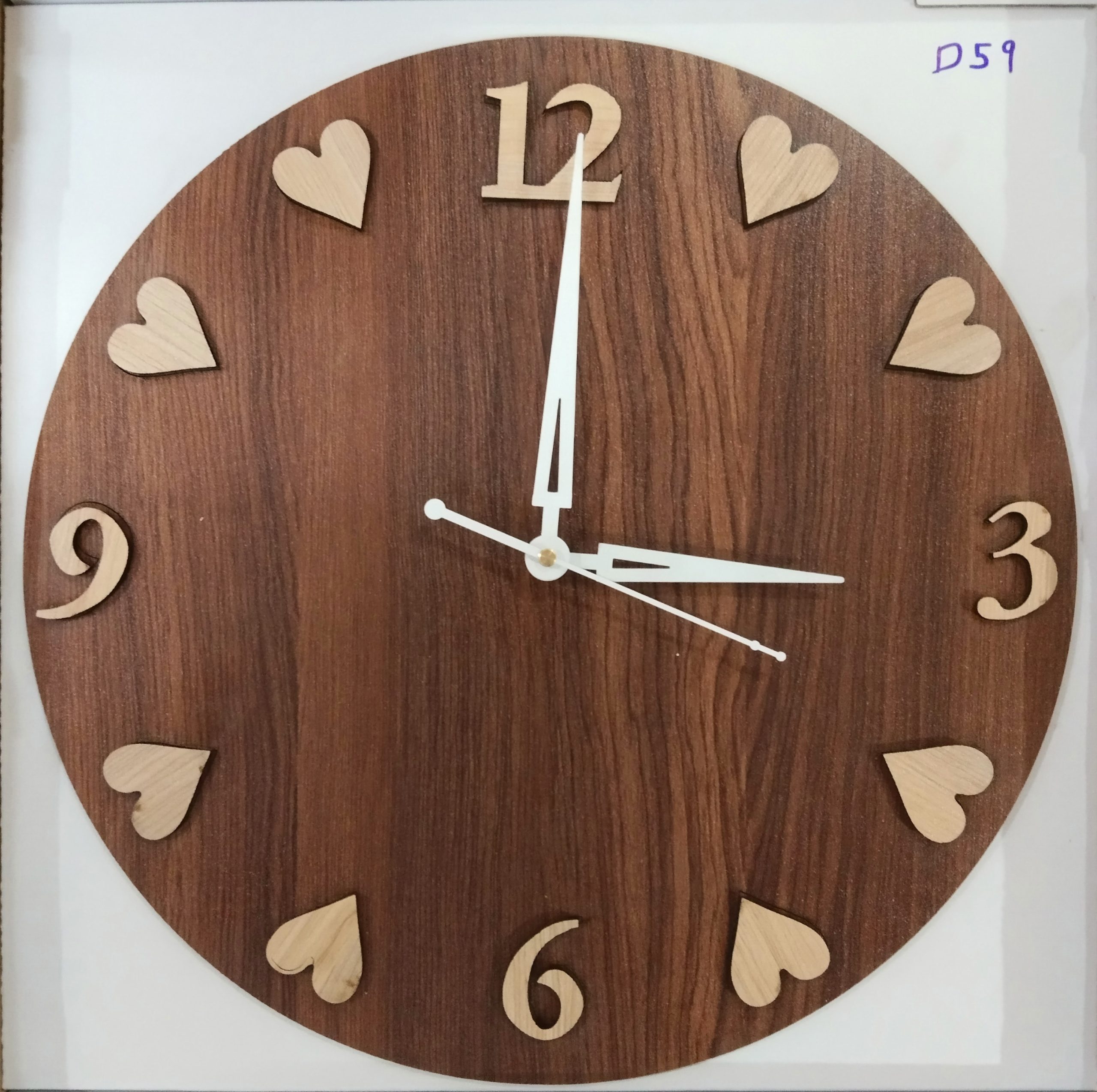 Wall Clock Wooden D60 (SIZE 12*12)