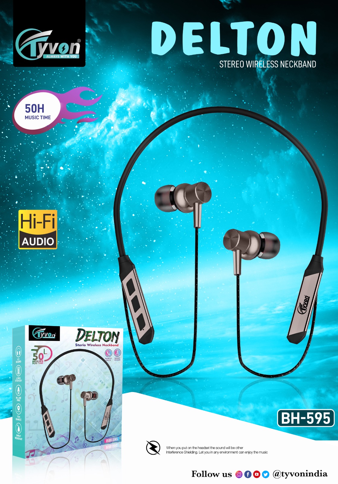 BH-595 STERIO NECKBAND 50 HOURS PLAY TIME