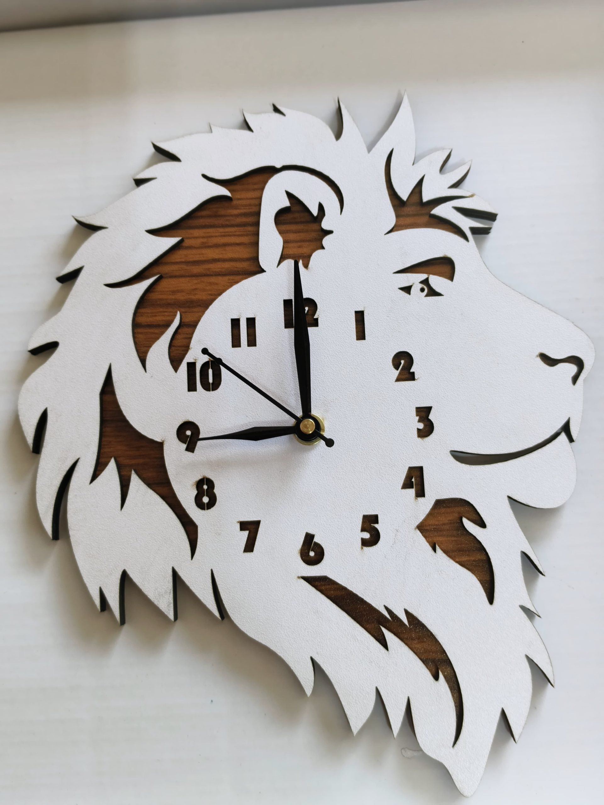 Wall Clock Wooden D66 (Lion Design)