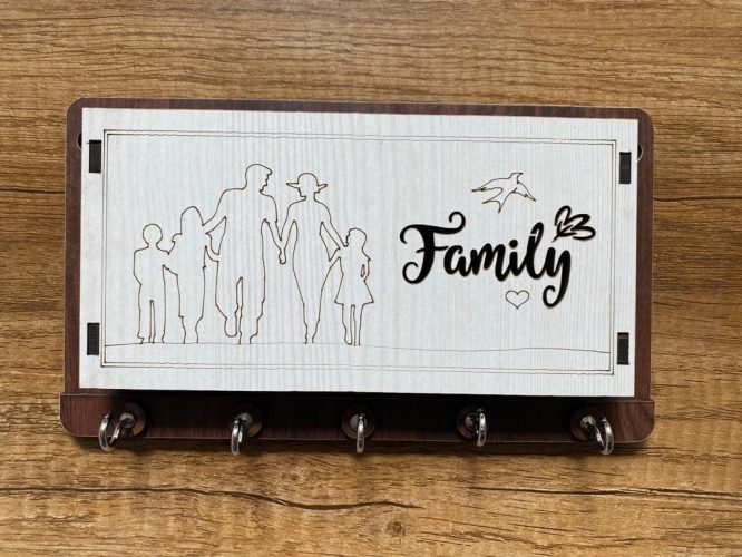 Key Stand Wooden With Mobile Stand Family Design [101]