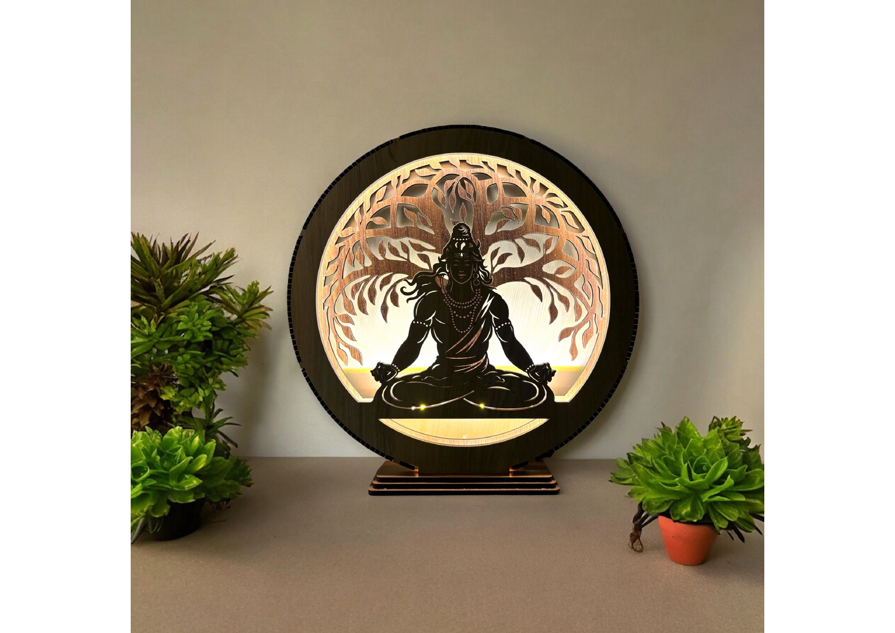 Wooden Lighting Showpiece Mahadev Design