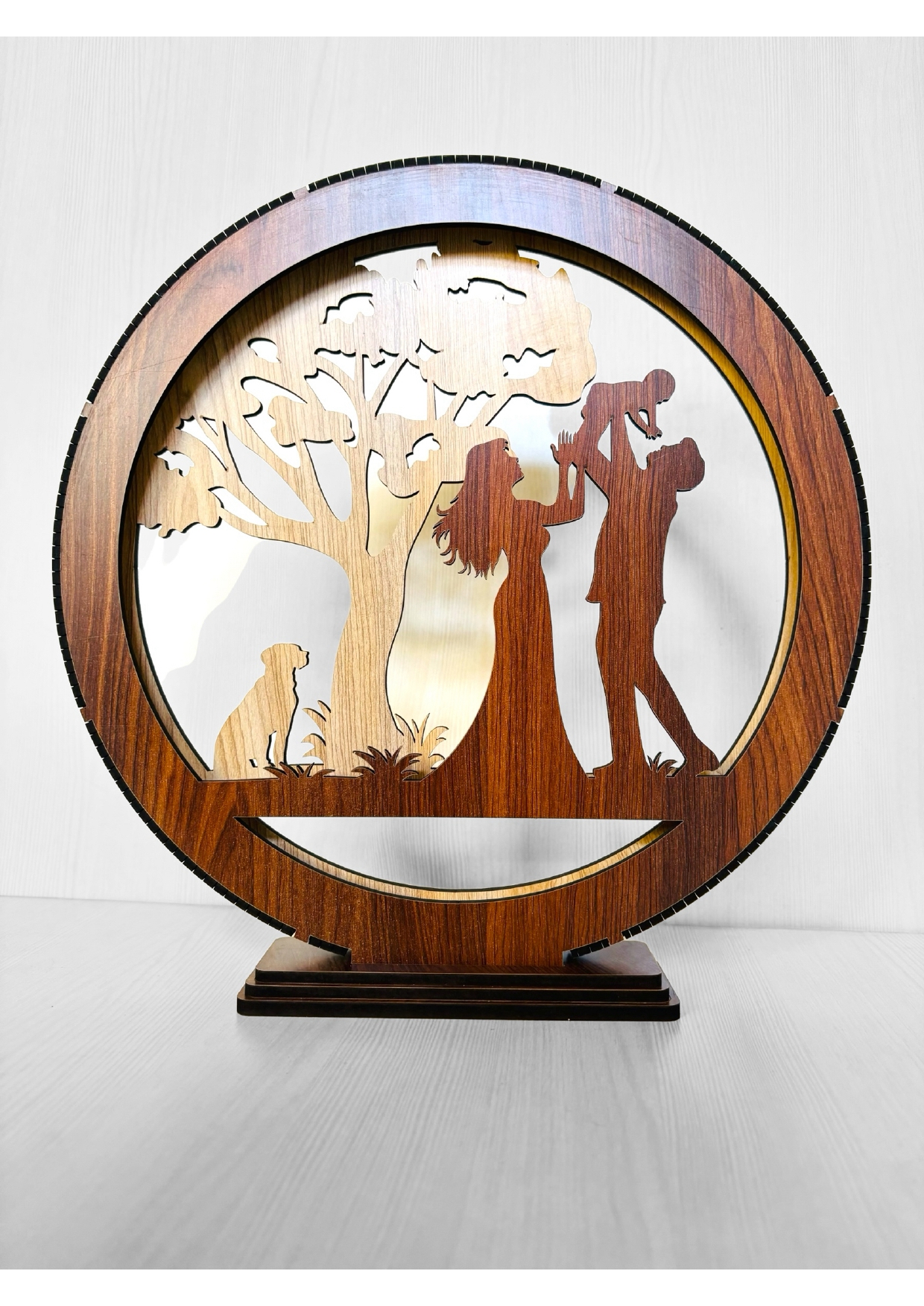 Wooden Lighting Showpiece Couple And Children Design