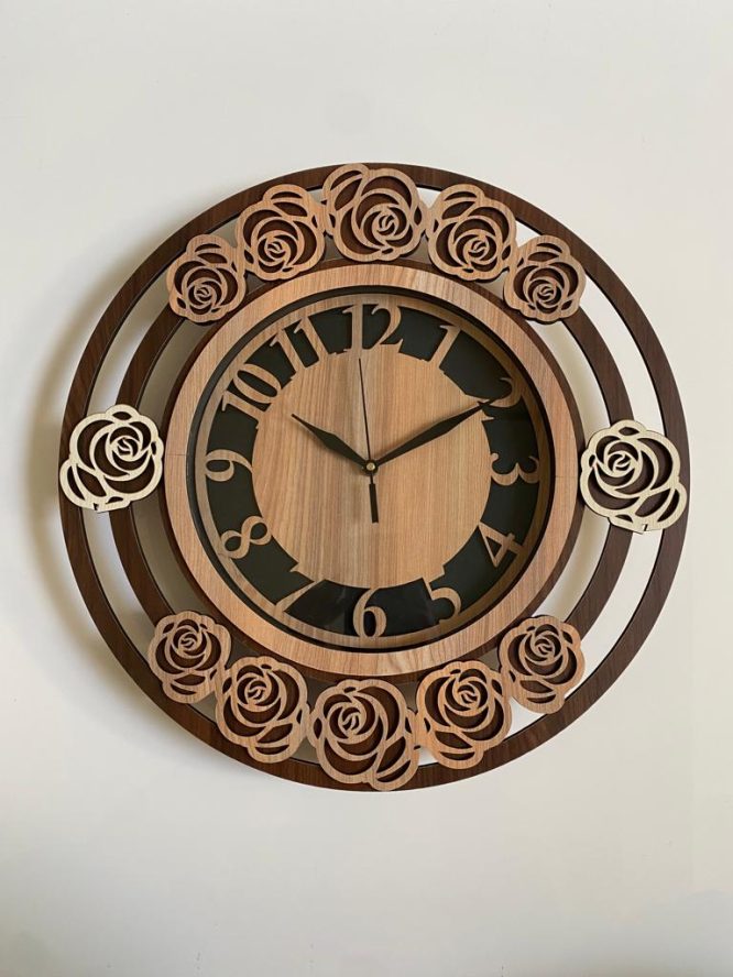 Wall Clock Wooden With Glass MTW 101 (SIZE 15.5*15.5)