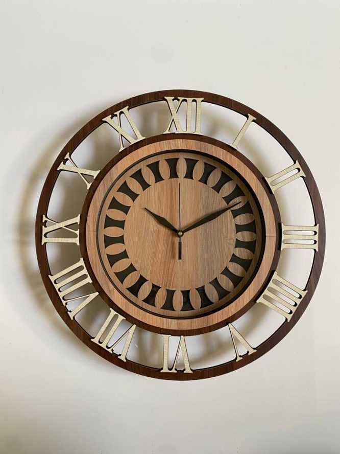 Wall Clock Wooden With Glass MTW 103 (SIZE 15.5*15.5)