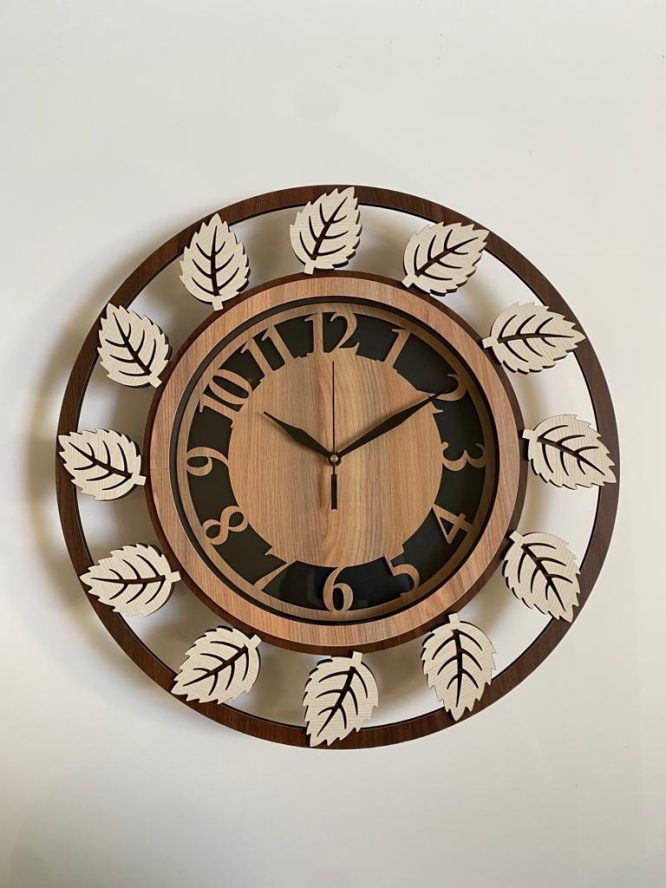 Wall Clock Wooden With Glass MTW 106 (SIZE 15.5*15.5)