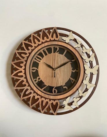 Wall Clock Wooden With Glass MTW 107 (SIZE 15.5*15.5)