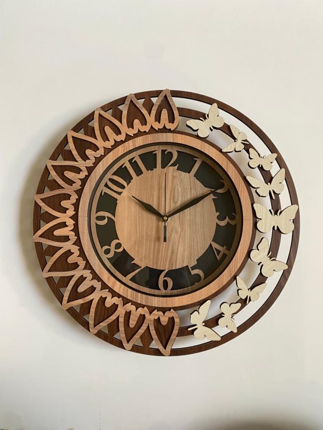 Wall Clock Wooden With Glass MTW 107 (SIZE 15.5*15.5)