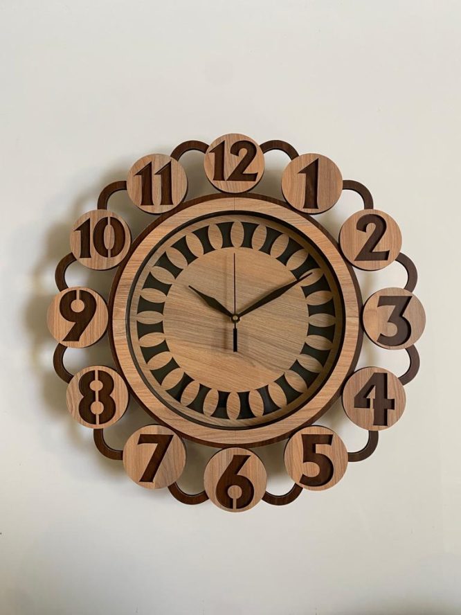 Wall Clock Wooden With Glass MTW 110 (SIZE 15.5*15.5)