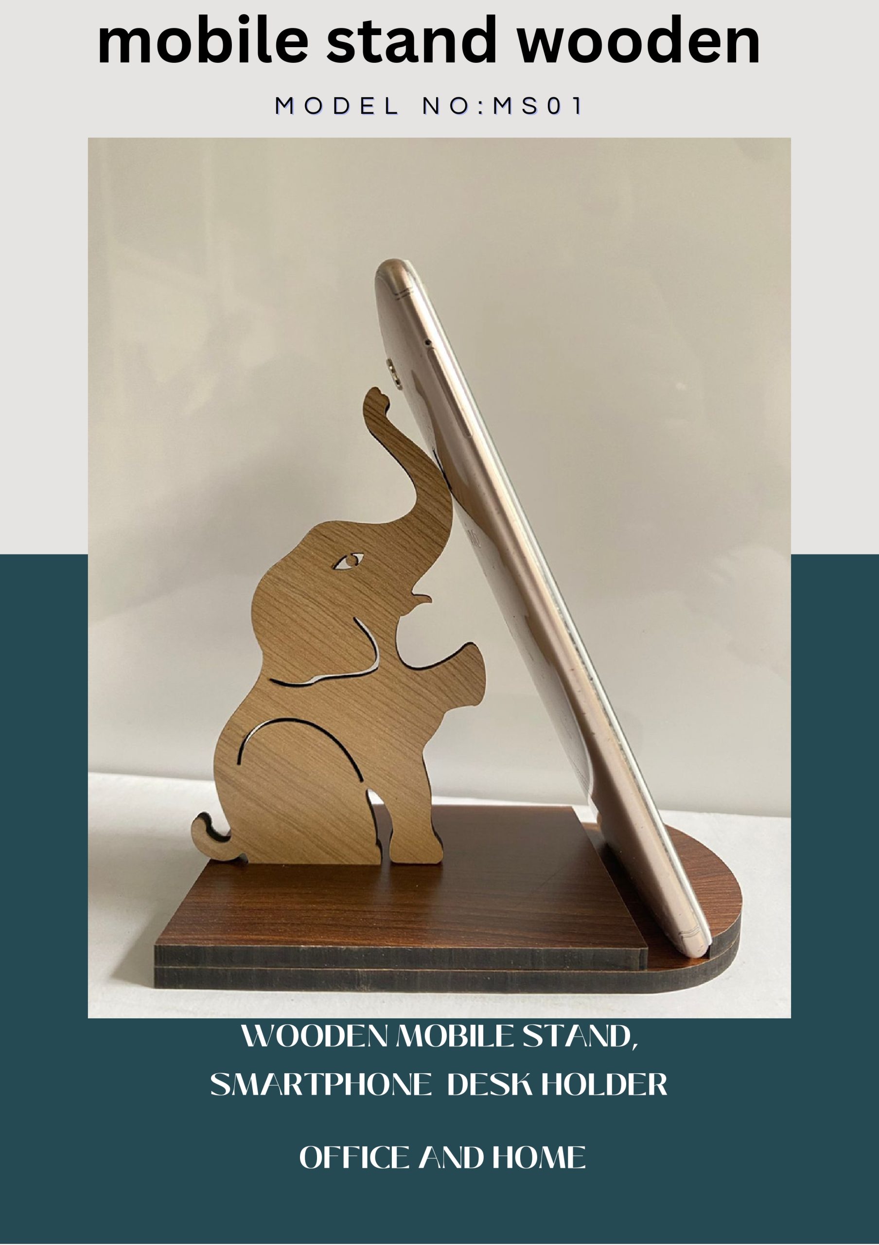 WOODEN MOBILE STAND ELEPHANT SHAPE (MS 01)