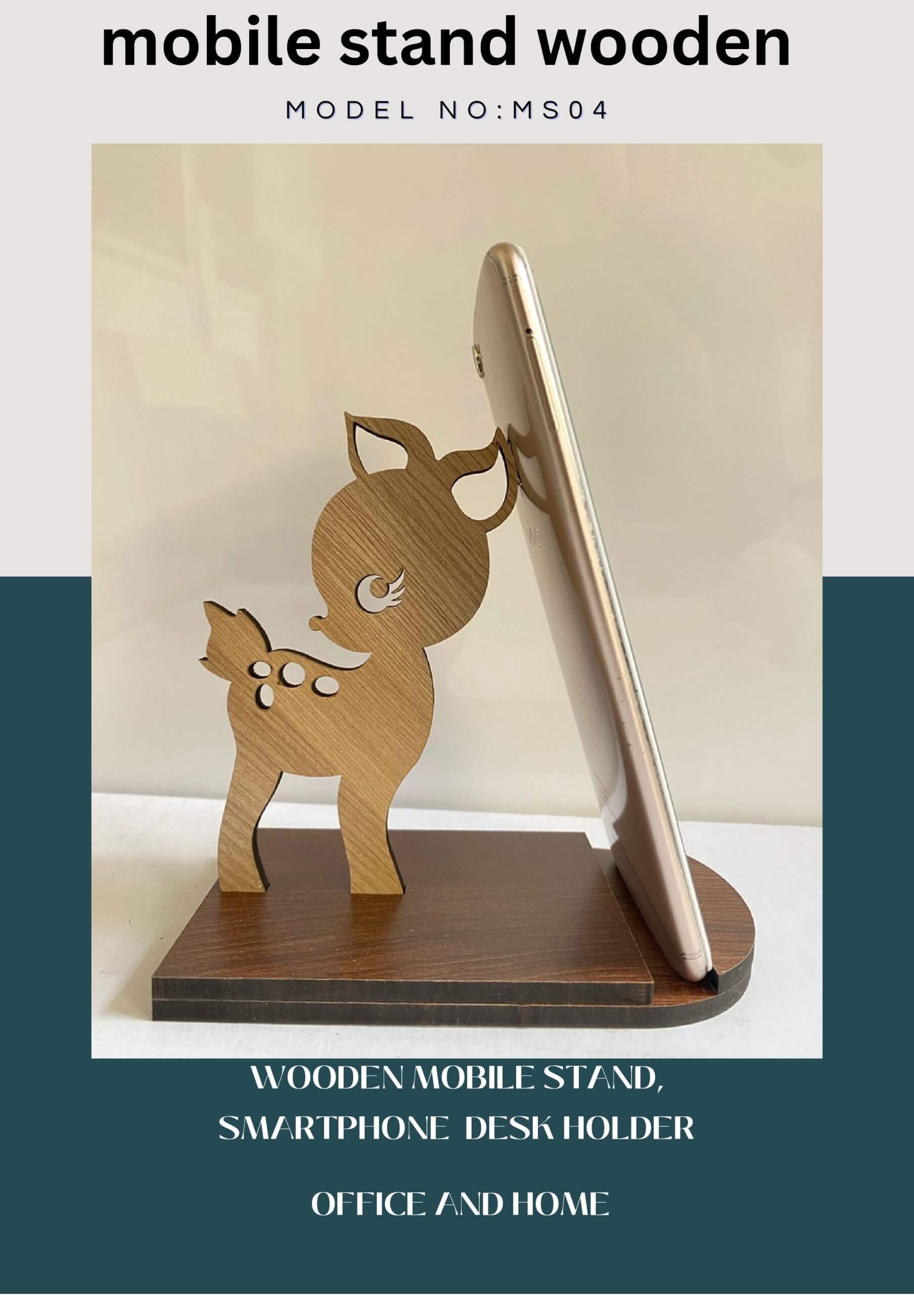 WOODEN MOBILE STAND CUTE COW BABY SHAPE (MS04)