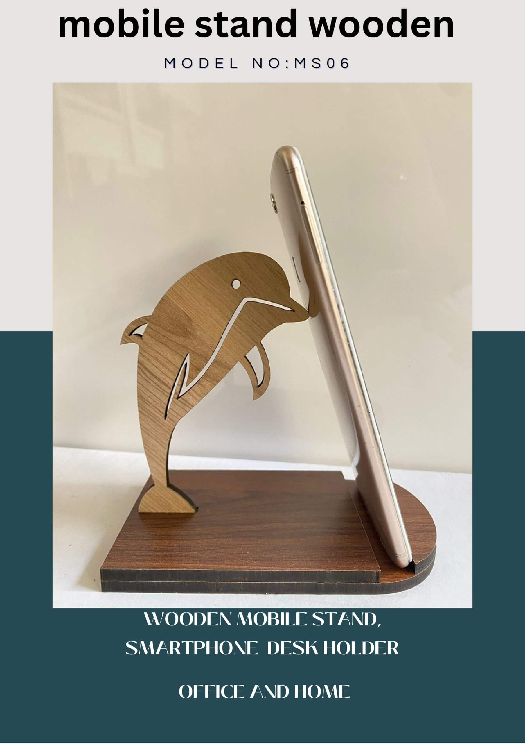 WOODEN MOBILE STAND CUTE DOLPHIN SHAPE (MS 06)