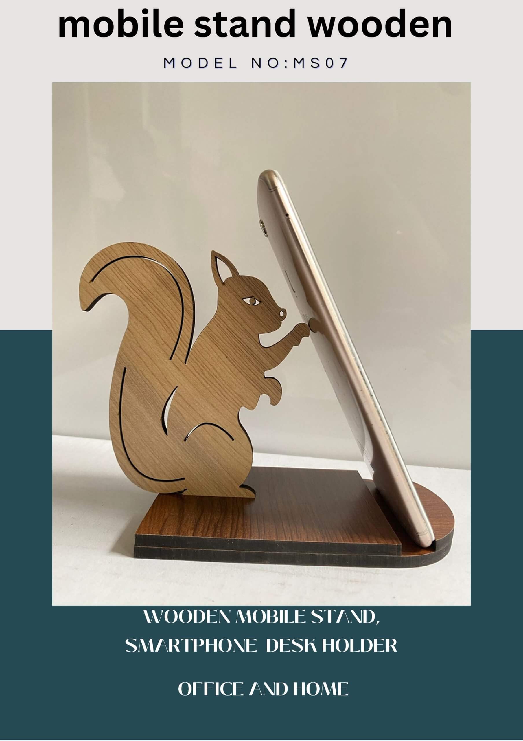 WOODEN MOBILE STAND CUTE REBBIT SHAPE (MS 07)