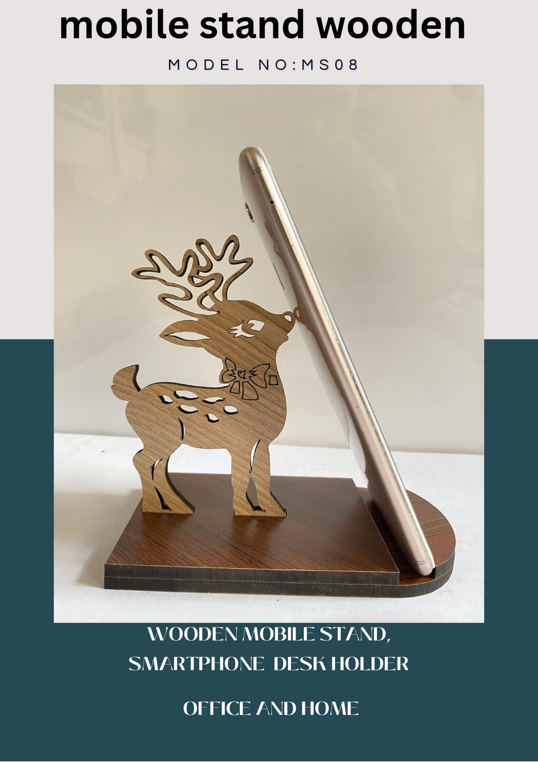 WOODEN MOBILE STAND CUTE HIRAN SHAPE (MS 08)