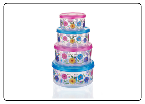 Airtight Container Transprent 4Pc Set (500/1000/1500/2500 Ml).