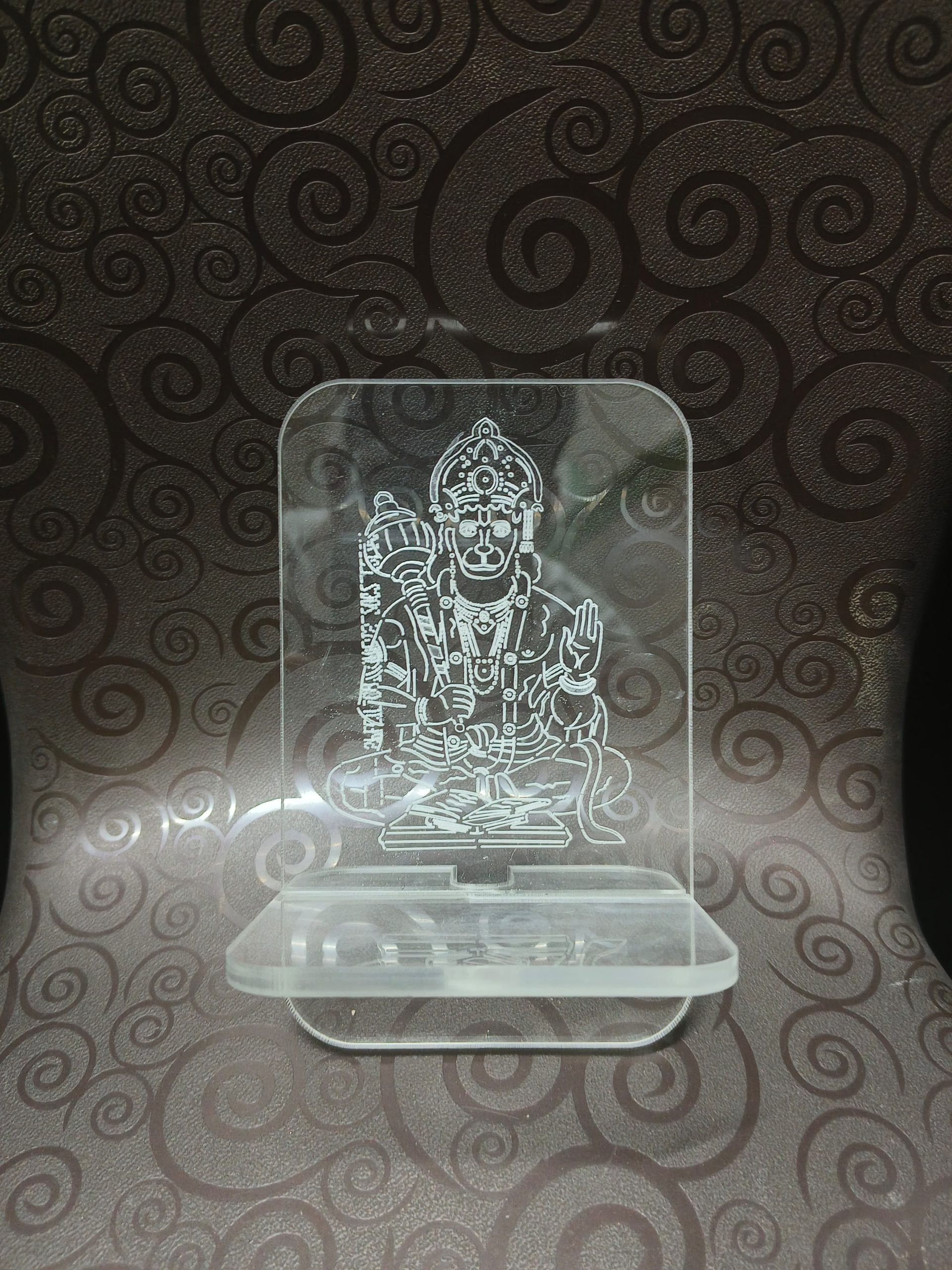 Mobile Stand Transparent Hanuman Design (acrylic Material)