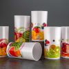 P.P. White Printed Glass 300ml 6pcs Set