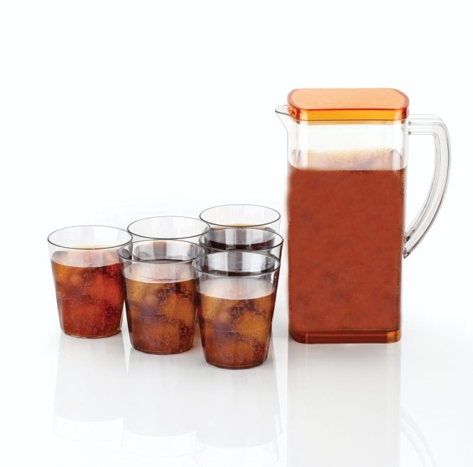 ORANGE JUG 200ML WITH 6 GLASS SET