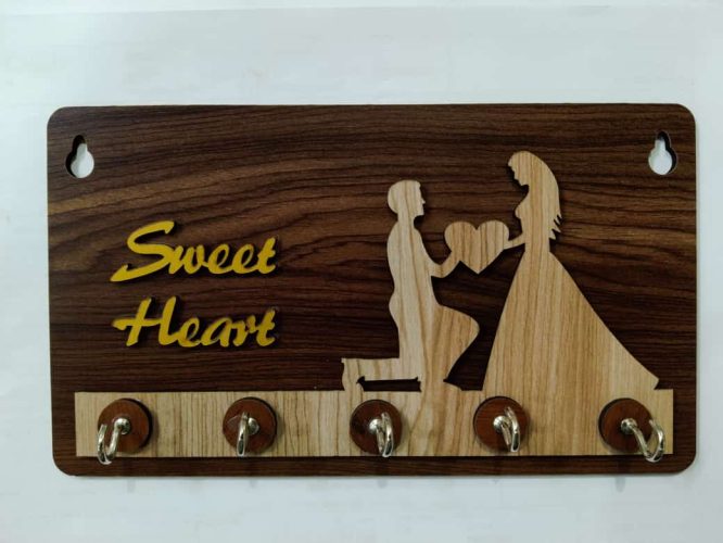 Key Stand Sweet Heart Design Wooden [KS-11]