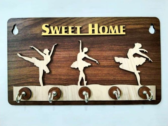 Key Stand Sweet Home Design Wooden [KS-10]