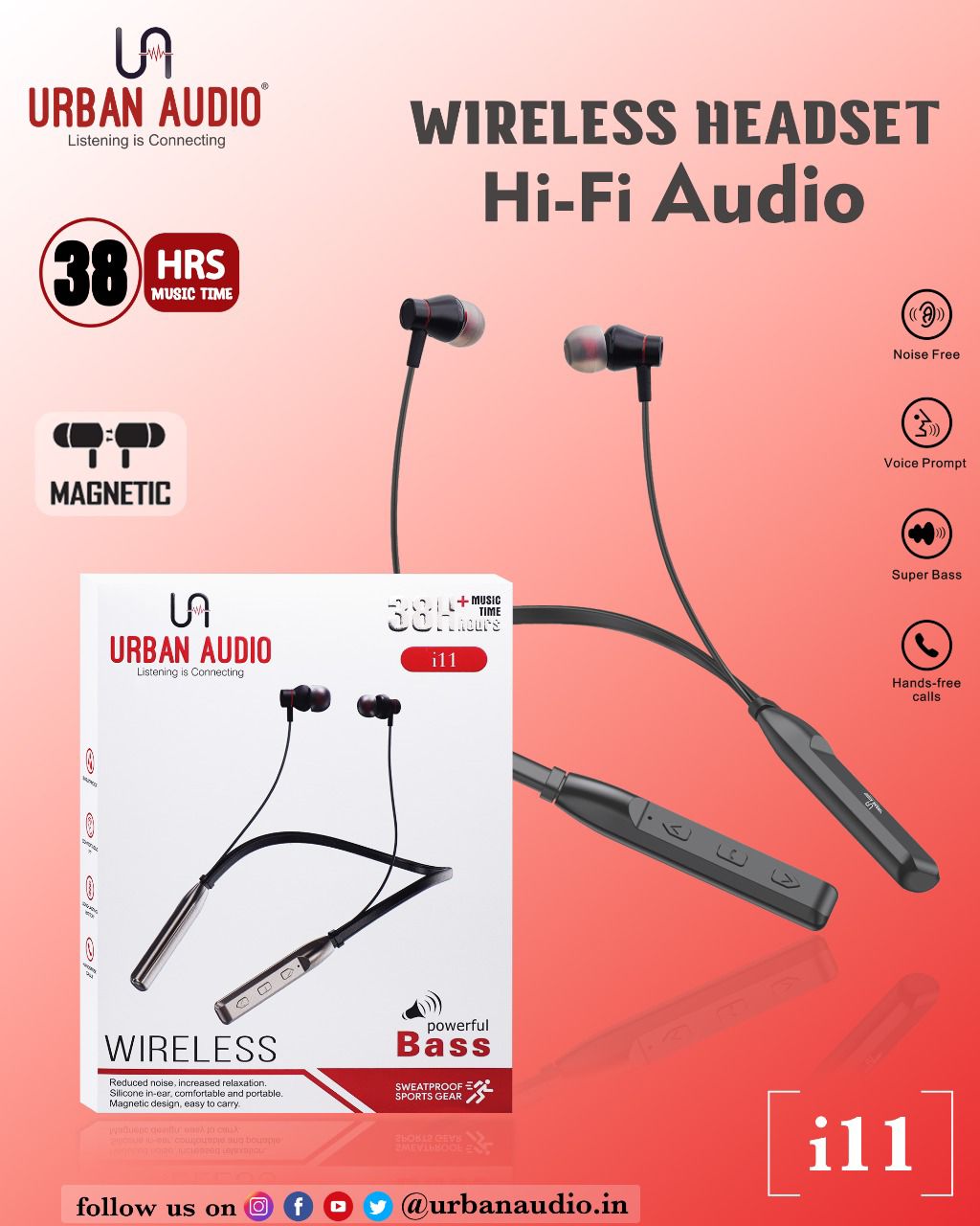 wireless Hi-Fi Audio With Magnetic 38 Hours Backup Powerful Bass (Model-i11) PREPAID/ADVANCE PAYMENT ONLY