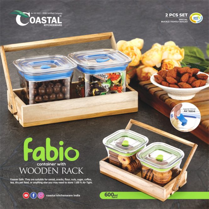 CONTAINER FABIO WITH WOODEN RACK [2 PCS SET]