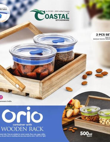 CONTAINER ORIO WITH WOODEN RACK [2 PCS SET]