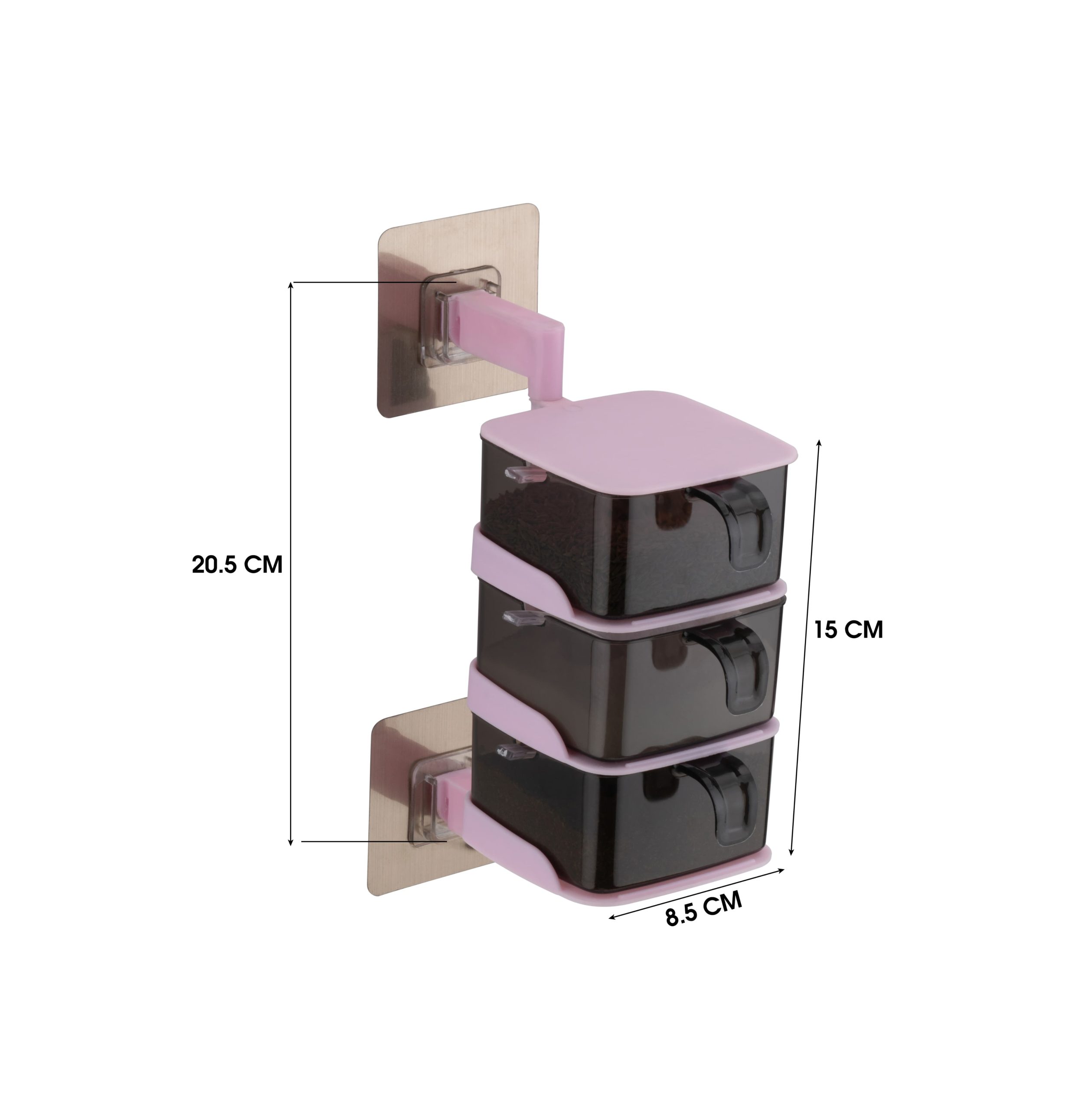 spice box 3 layer, wall mount, plastic material, 20.5*8.5 cm size